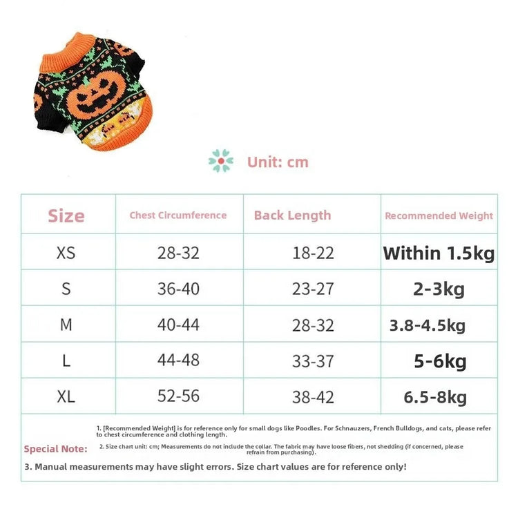Turtleneck Design Halloween Dog Sweater Warm Pumpkin Costume Pumpkin Pet Sweater Comfortable Soft Cat Sweatershirt Cat Costume