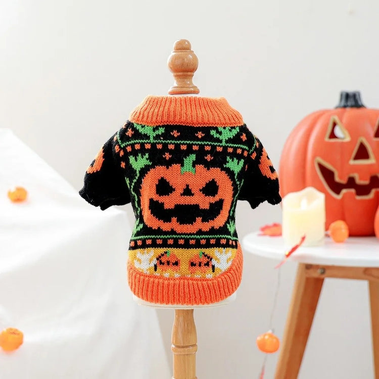 Turtleneck Design Halloween Dog Sweater Warm Pumpkin Costume Pumpkin Pet Sweater Comfortable Soft Cat Sweatershirt Cat Costume