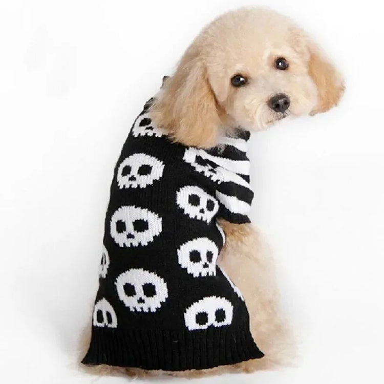 Puppy Halloween Skull Pet Sweater Halloween Sweater Striped Cozy Dog Sweaters for Small Dogs Autumn Winter Warm Pet Clothing