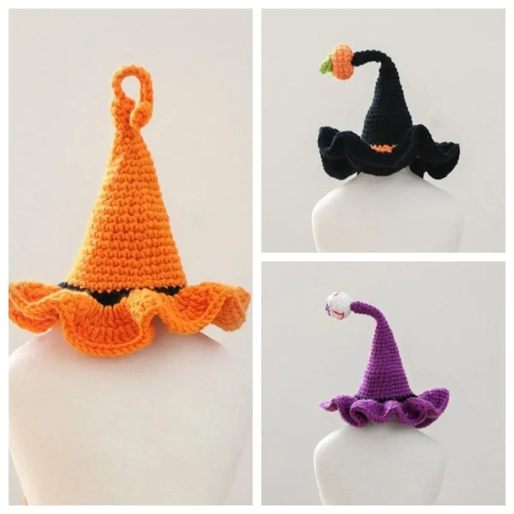 Durable Breathable Halloween Dog Hat Mini Pumpkin Woven Pets Wizard Hat Ghost Hollow Halloween Cat Headgear Pet Accessories