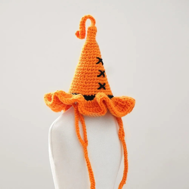 Durable Breathable Halloween Dog Hat Mini Pumpkin Woven Pets Wizard Hat Ghost Hollow Halloween Cat Headgear Pet Accessories