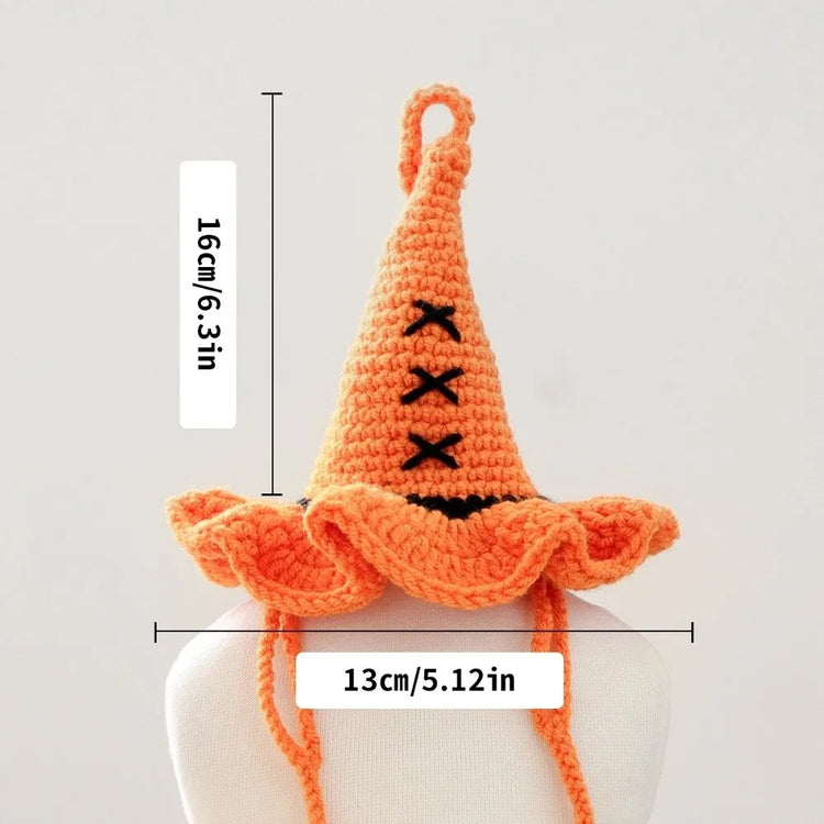 Durable Breathable Halloween Dog Hat Mini Pumpkin Woven Pets Wizard Hat Ghost Hollow Halloween Cat Headgear Pet Accessories