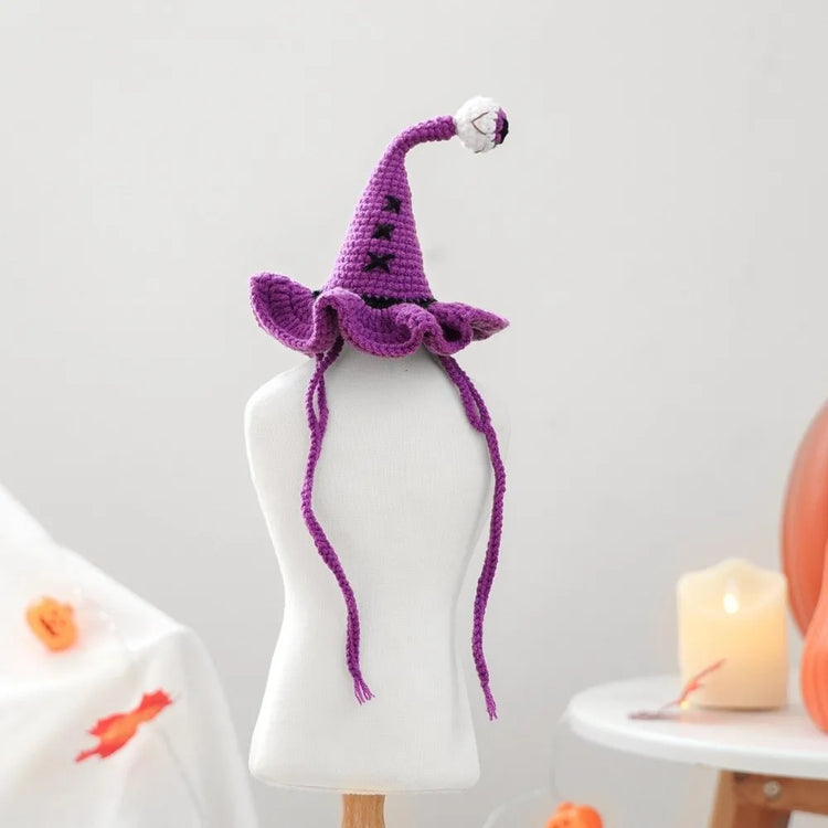 Durable Breathable Halloween Dog Hat Mini Pumpkin Woven Pets Wizard Hat Ghost Hollow Halloween Cat Headgear Pet Accessories