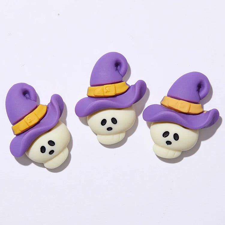 5pcs Pumpkin Ghost Animal Halloween Series Flat Back Resin Cabochons Scrapbooking DIY Jewelry Hairpin Decoration Accessorie