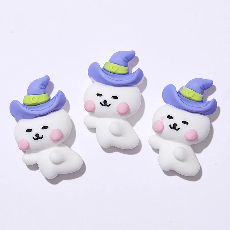 5pcs Pumpkin Ghost Animal Halloween Series Flat Back Resin Cabochons Scrapbooking DIY Jewelry Hairpin Decoration Accessorie