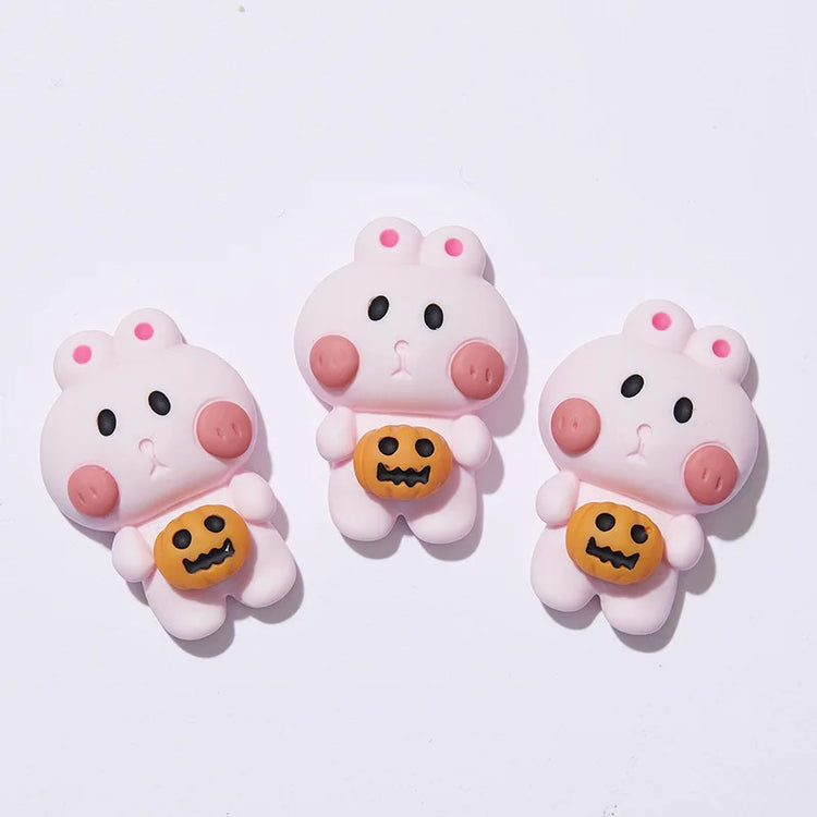 5pcs Pumpkin Ghost Animal Halloween Series Flat Back Resin Cabochons Scrapbooking DIY Jewelry Hairpin Decoration Accessorie