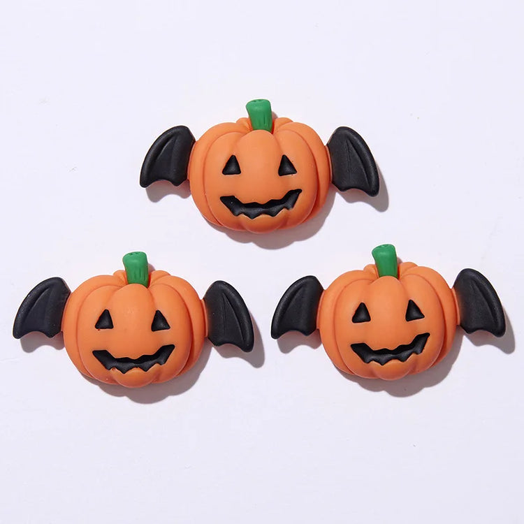 5pcs Pumpkin Ghost Animal Halloween Series Flat Back Resin Cabochons Scrapbooking DIY Jewelry Hairpin Decoration Accessorie