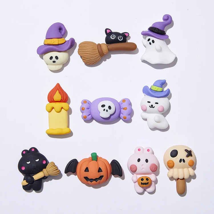 5pcs Pumpkin Ghost Animal Halloween Series Flat Back Resin Cabochons Scrapbooking DIY Jewelry Hairpin Decoration Accessorie