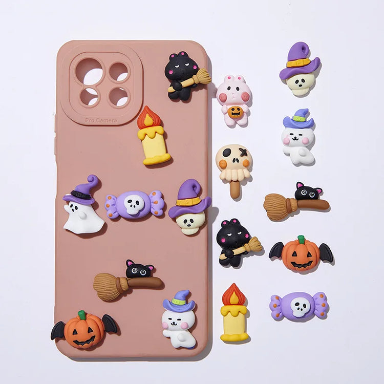 5pcs Pumpkin Ghost Animal Halloween Series Flat Back Resin Cabochons Scrapbooking DIY Jewelry Hairpin Decoration Accessorie